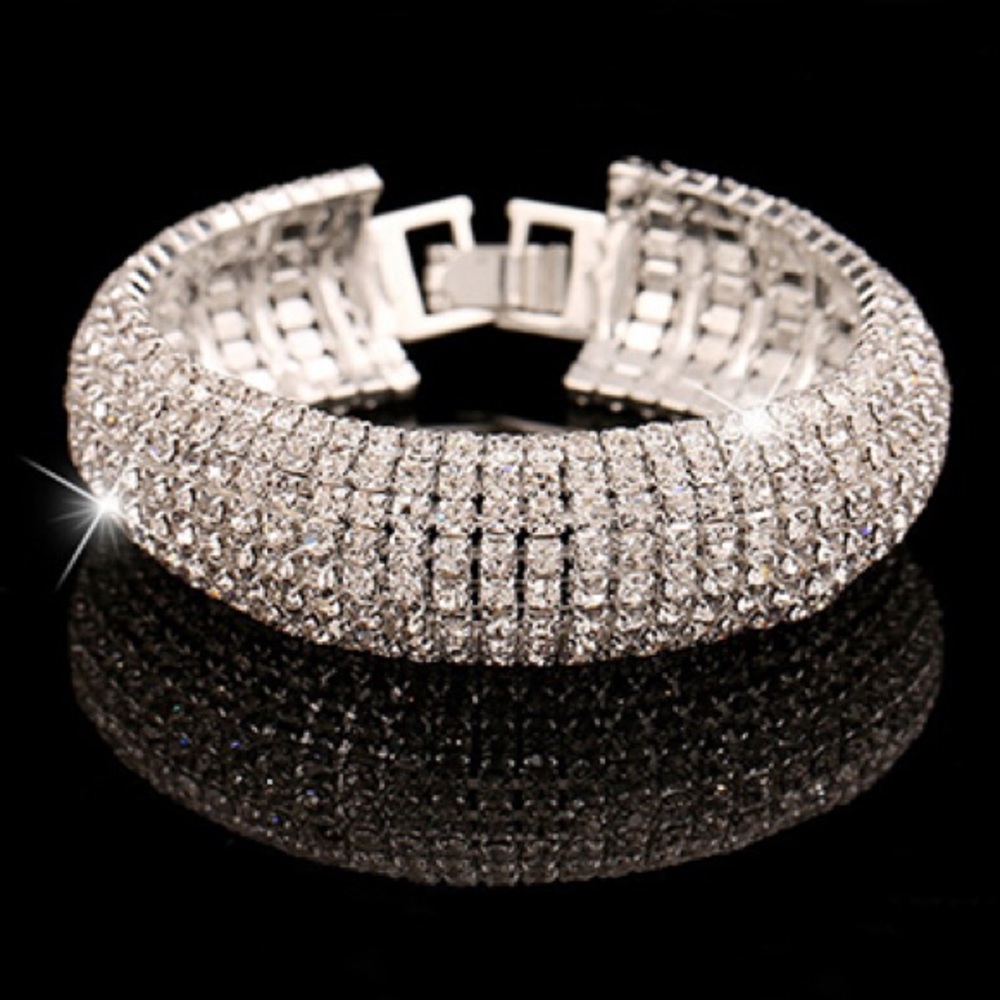 Silver Rhinestone Cuff Bracelet